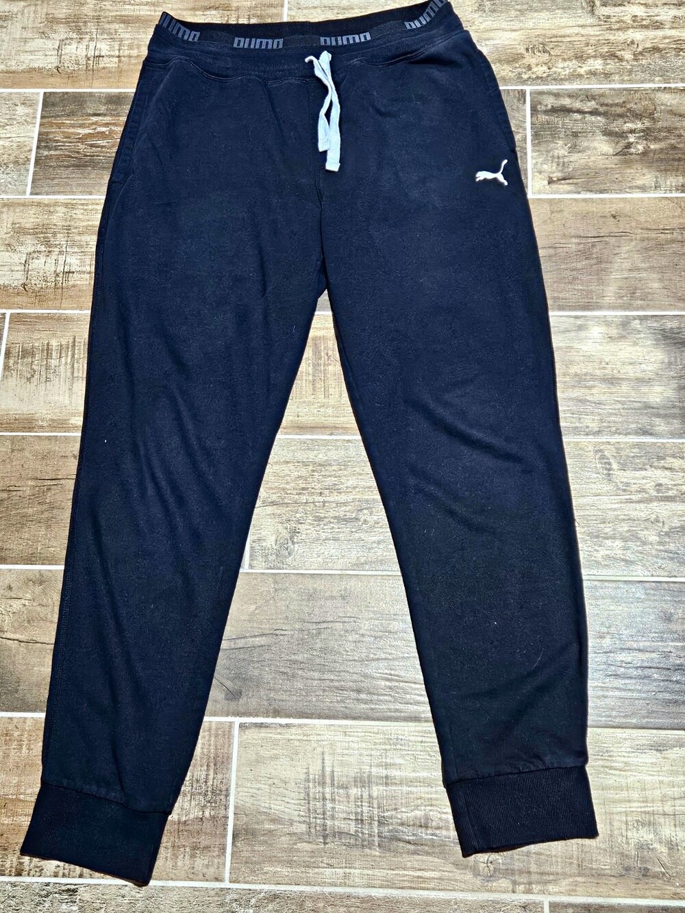 Puma Mens French Terry Lounge Pants Black Size Medium Dual Band Jogger Sweatpant